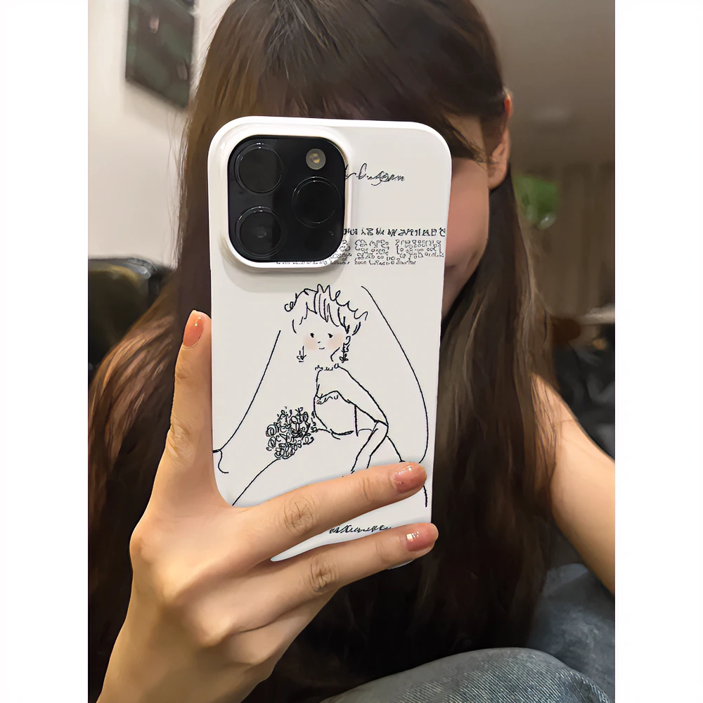 适用iPhone15promax手机壳苹果14保护套12/13/11个性8/7婚纱新娘