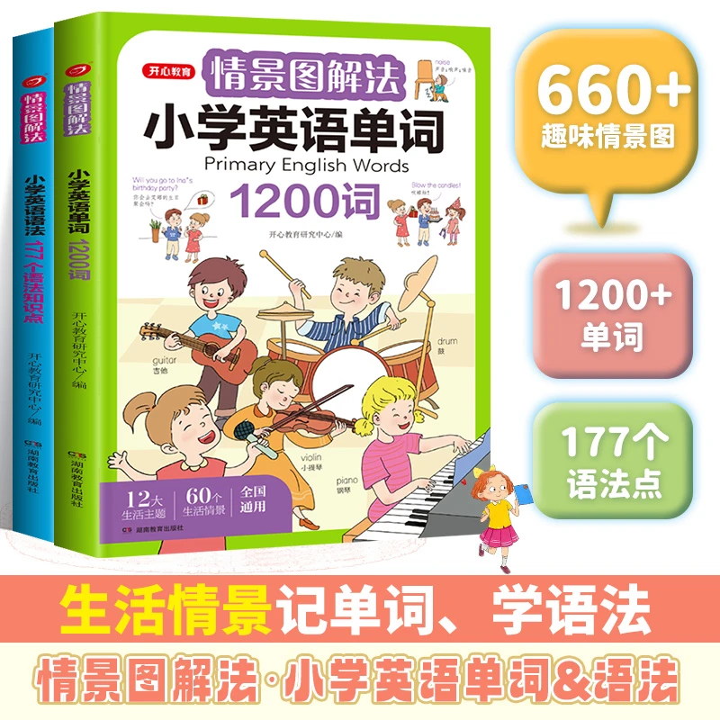 情景图解法小学英语语法知识单词大全三四五六年级专项强化训练册
