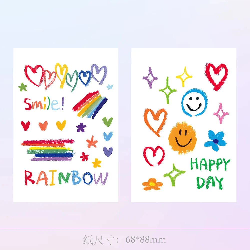 BUTOO纹身贴 蜡笔彩虹纹身贴 女生纹身贴防水 女 持久彩色纹身贴