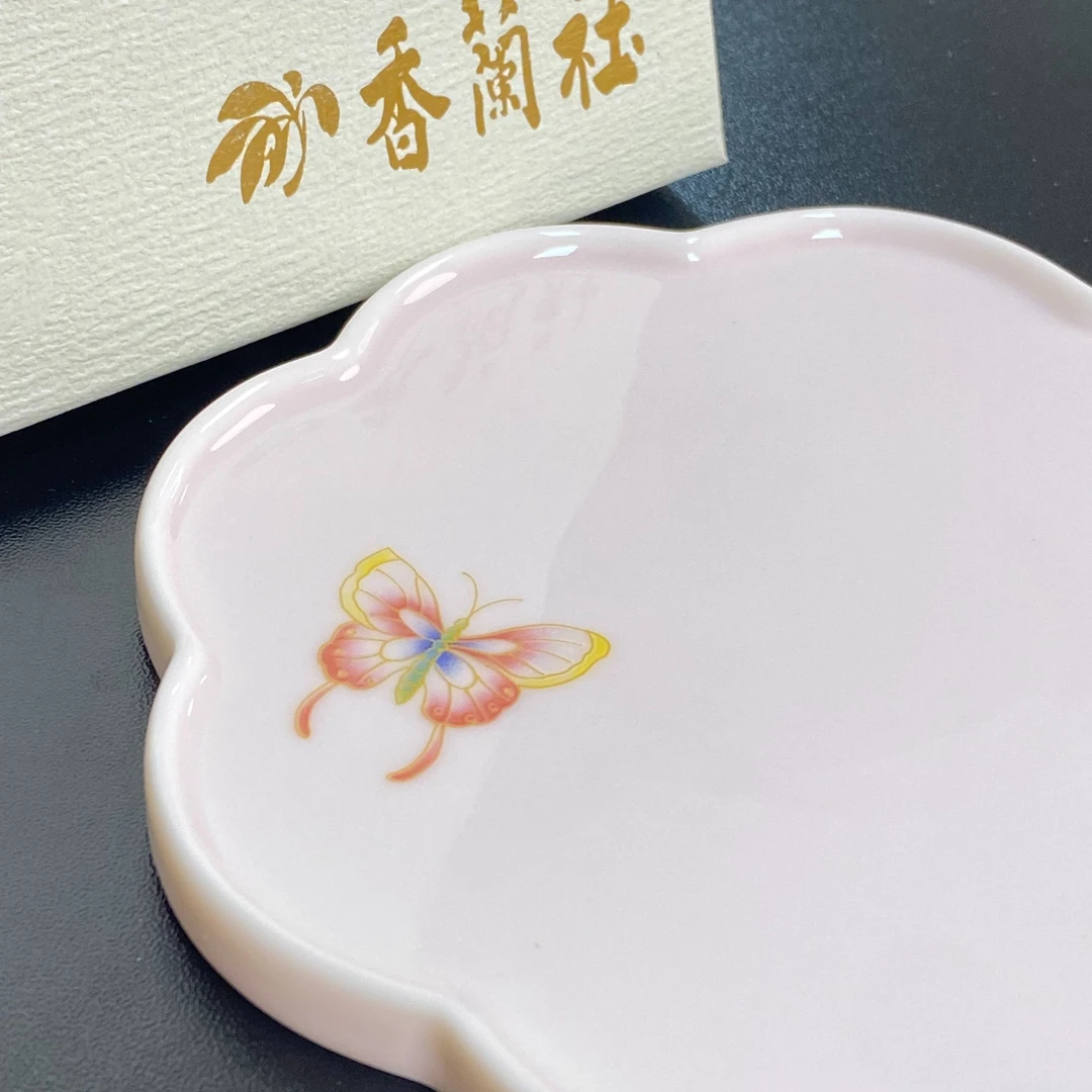 日瓷金标香兰社粉色蝴蝶夫人系列南瓜型壶承