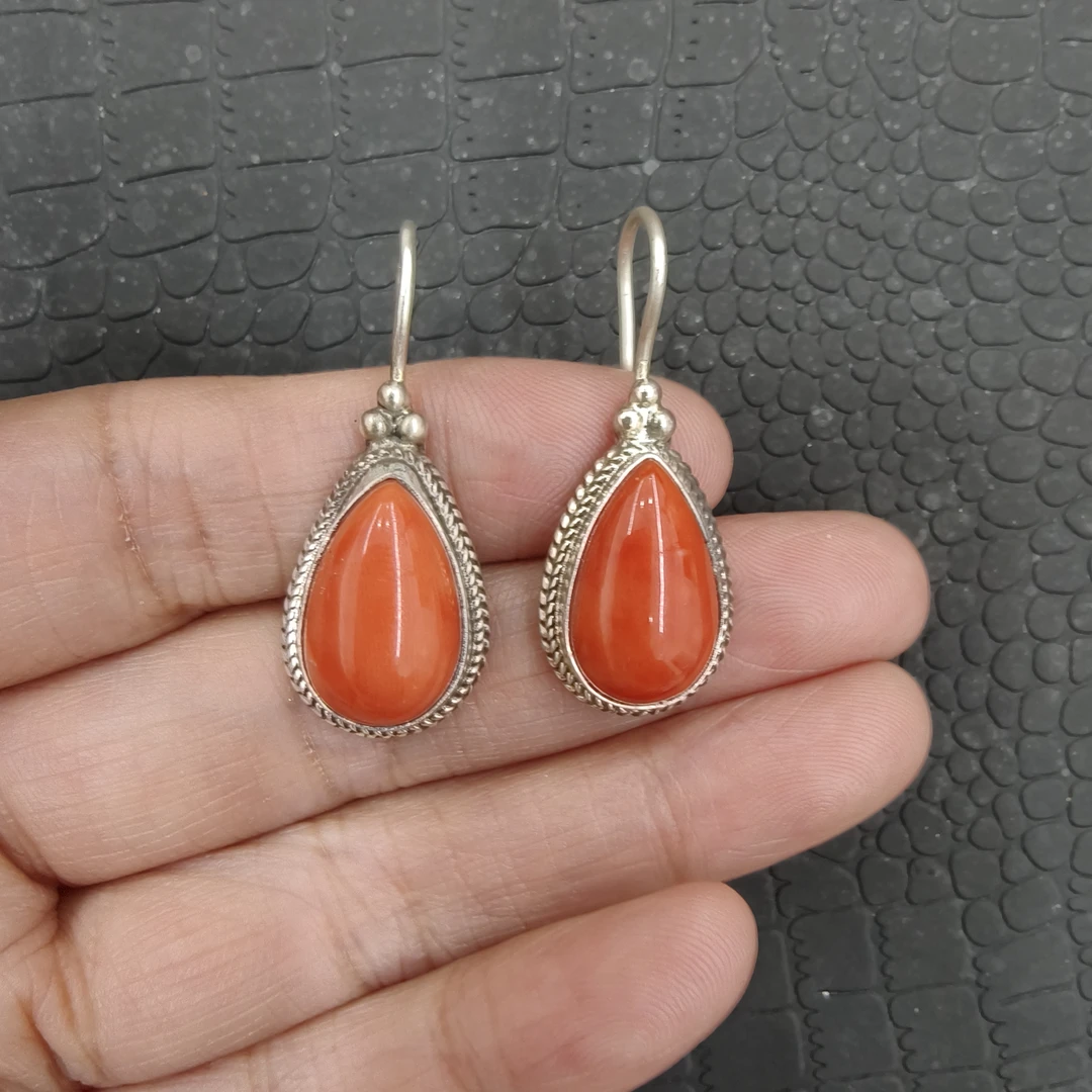 足银耳饰 足银耳坠镶嵌耳钩耳环百搭气质简单大方耳勾饰品首饰