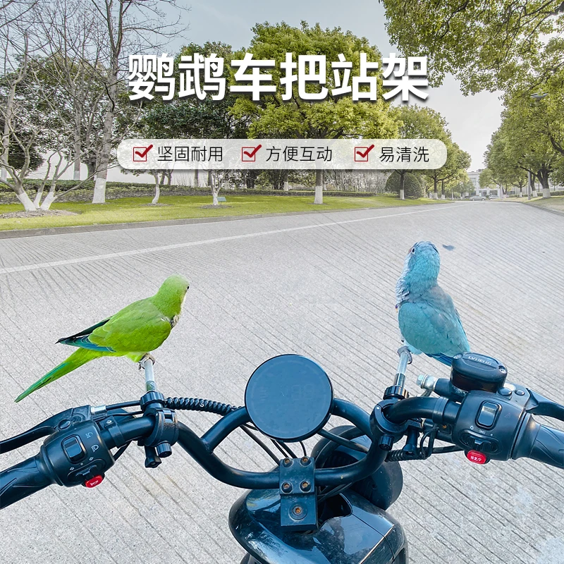 牡丹虎皮玄凤鹦鹉站架外出便携自行车电动车鸟站架子训练手养站架