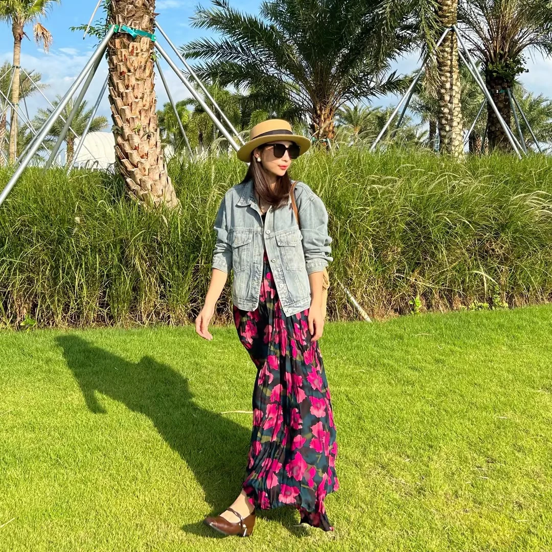 卡洛儿女装2024碎花连衣裙吊带印花长裙秋冬连衣裙018#