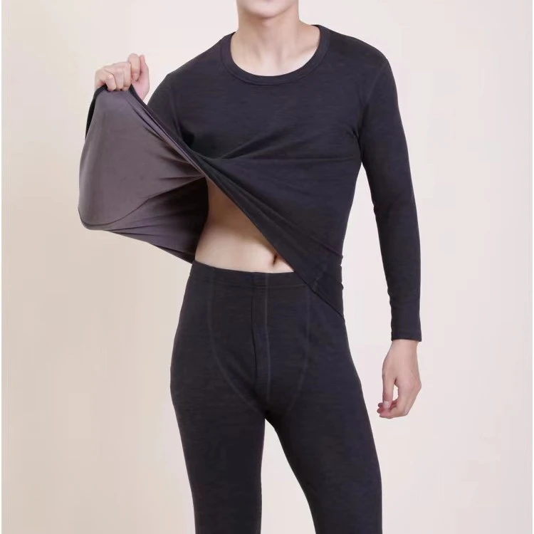 男士羊毛蚕丝双面德绒发热内衣套装男款秋衣无痕保暖冬季长袖长裤