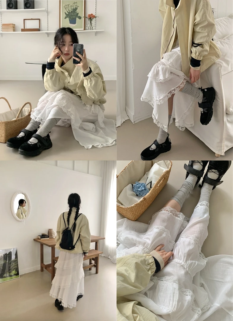 【白月光】清纯小白花穿搭新款白色半身裙小白裙长裙