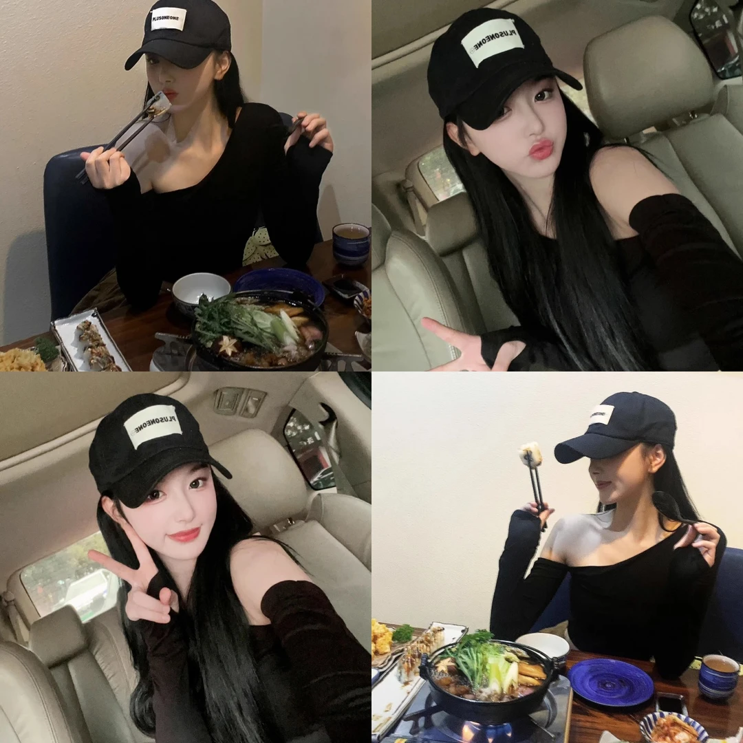 清仓不退换【松弛辣妹】孔雪儿同款斜肩露肩长袖T恤上衣修身打底衫