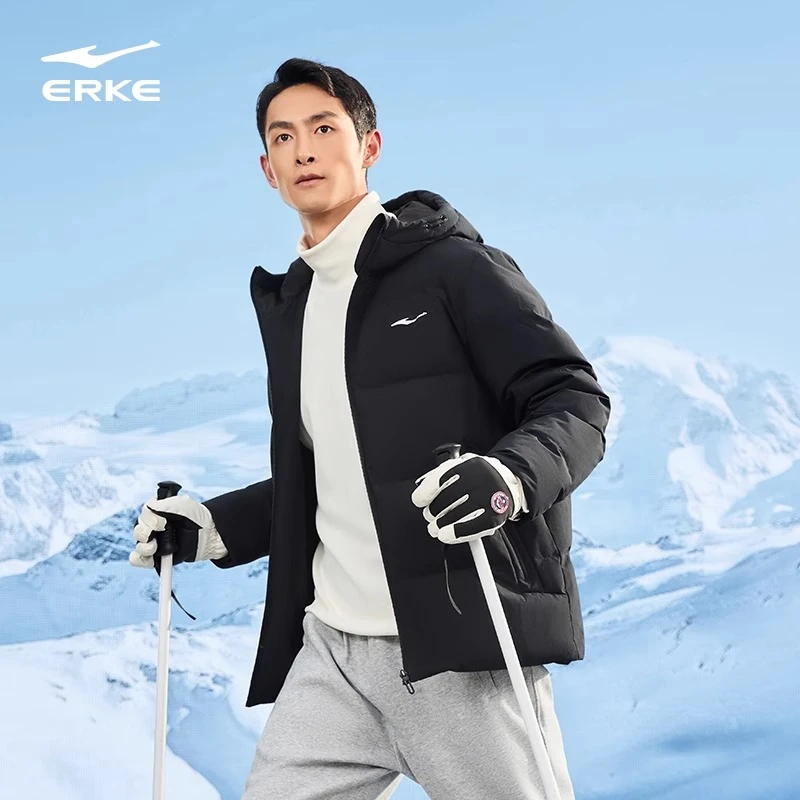 鸿星尔克冬季保暖滑雪加厚时尚防泼水羽绒服51224401028防风休闲