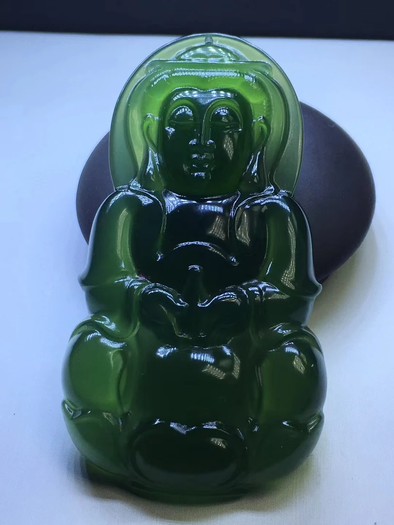 精美绿色岫玉大观音挂件