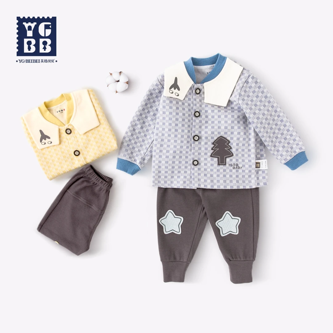 英格贝贝男童双层套装儿童春秋外套裤子儿童秋季两件套休闲童装