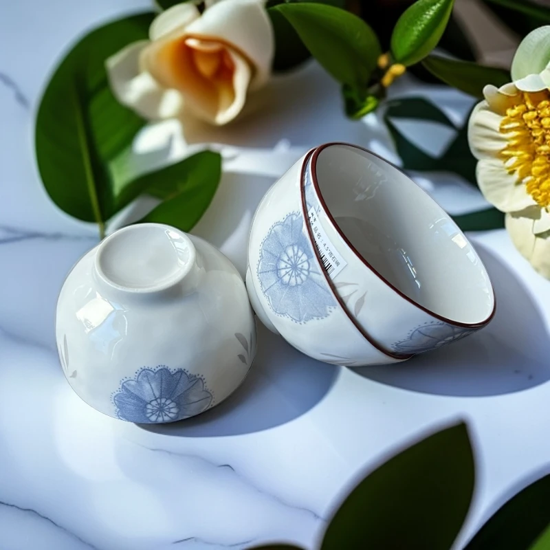 【工厂直发】花语4.5英寸碗10只装家用简约陶瓷吃饭碗米饭碗