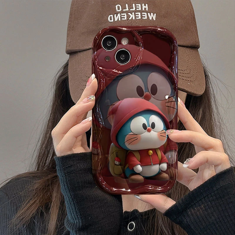 ins风叮当猫苹果15/14/13promax手机壳iPhone11/12奶油纹xs/xr