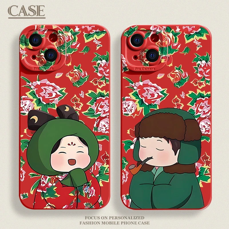 新年东北大红布苹果15手机壳14promax硅胶13pro网红12高级11全包X