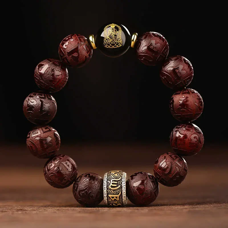 印度小叶紫檀男女生肖款本命年转运珠佛珠檀木文玩守护神蛇年礼物