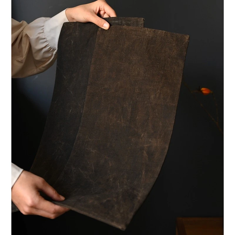 钟声刺绣 茶垫茶布手工复古柿漆染小香席耐磨耐用置物垫 茶道零配