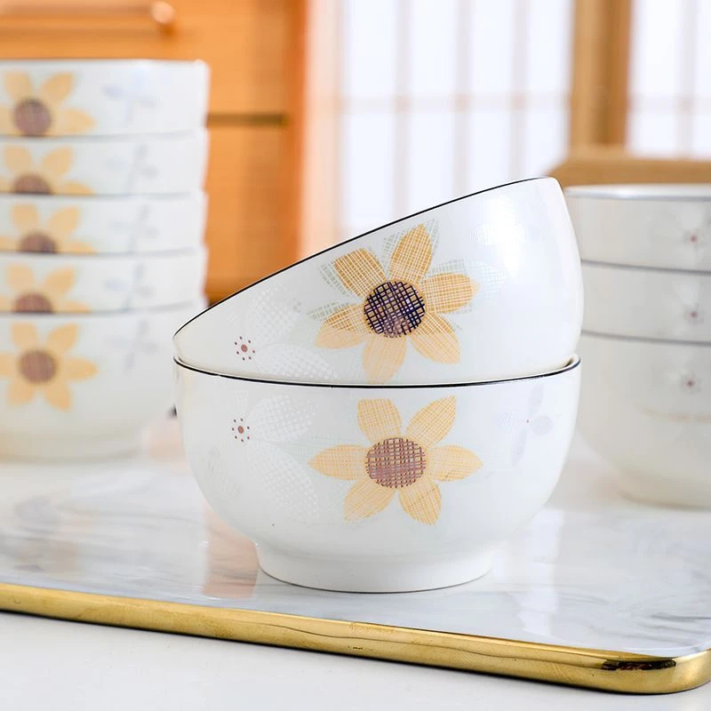 陶瓷ins防烫米饭碗4.5/5英寸1-10个装个性北欧可爱餐具家庭吃饭碗