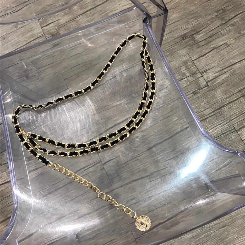 小香风腰链女C家链条配jk连衣裙链金属配饰腰带装饰女收腰腰封ins