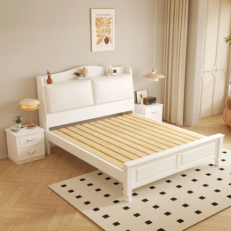 美式实木床1.5米现代简约双人床1.0x2米主卧家用民宿1.2m单人木床