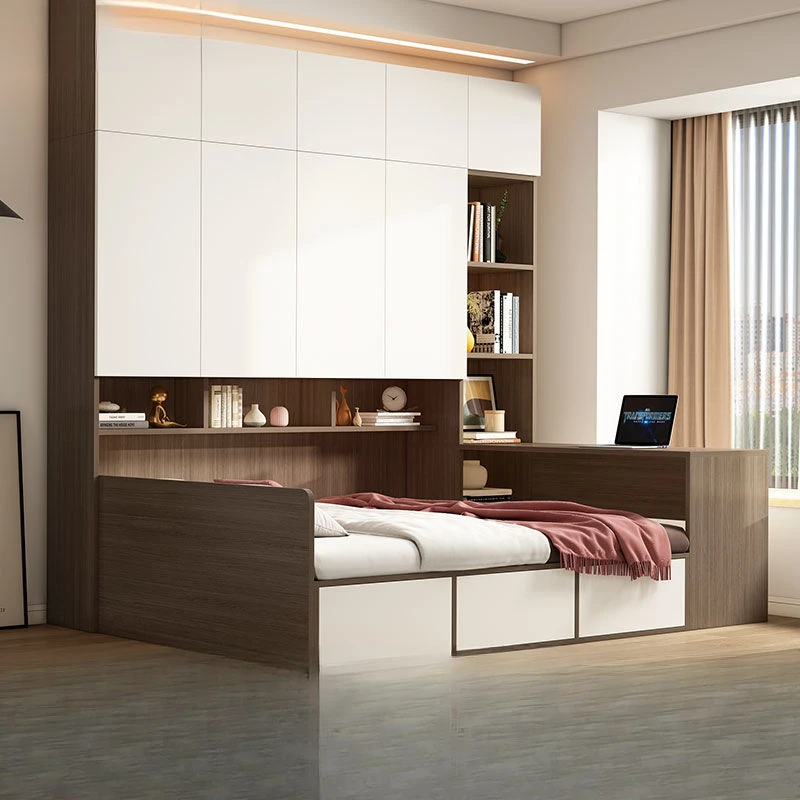 榻榻米床柜一体儿童小户型衣帽间组合床省空间多功能收纳床衣柜床