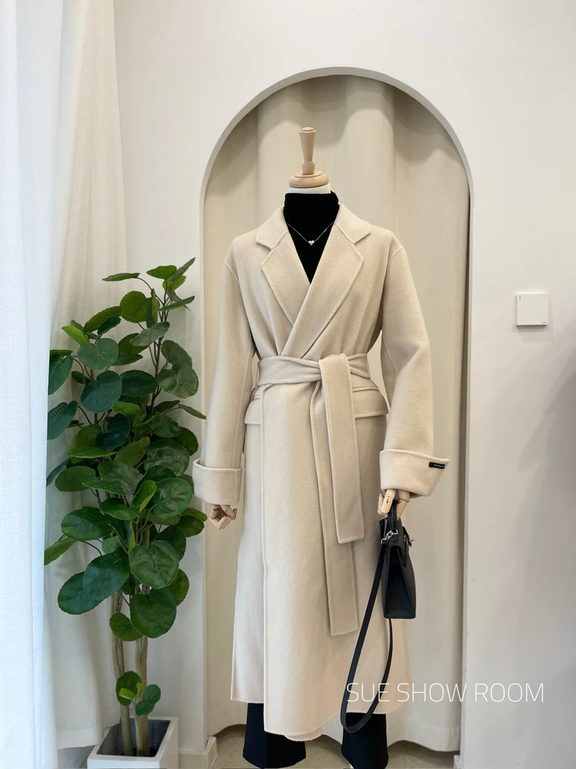 韩版气质时尚宽松长款双面羊毛大衣