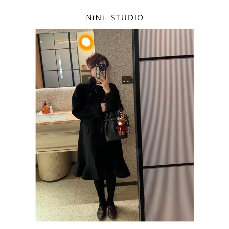 NiNi:高定花边气质感棉羊毛大衣～