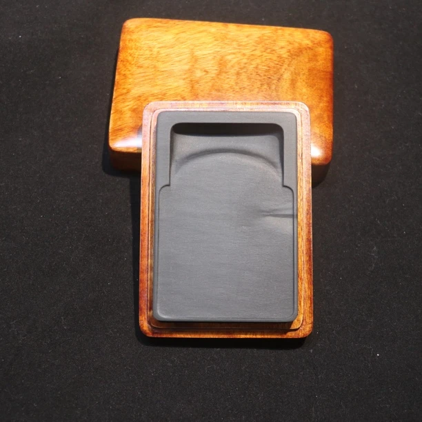 眉纹下坑精致长方门字砚小砚台老坑精品研墨文房8.9×6×1.3cm