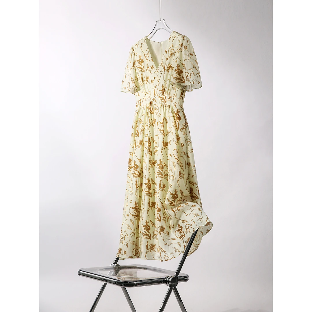 SEPT CHIC 法式线描水仙花印花 显瘦X版连衣裙S71861QZPMG