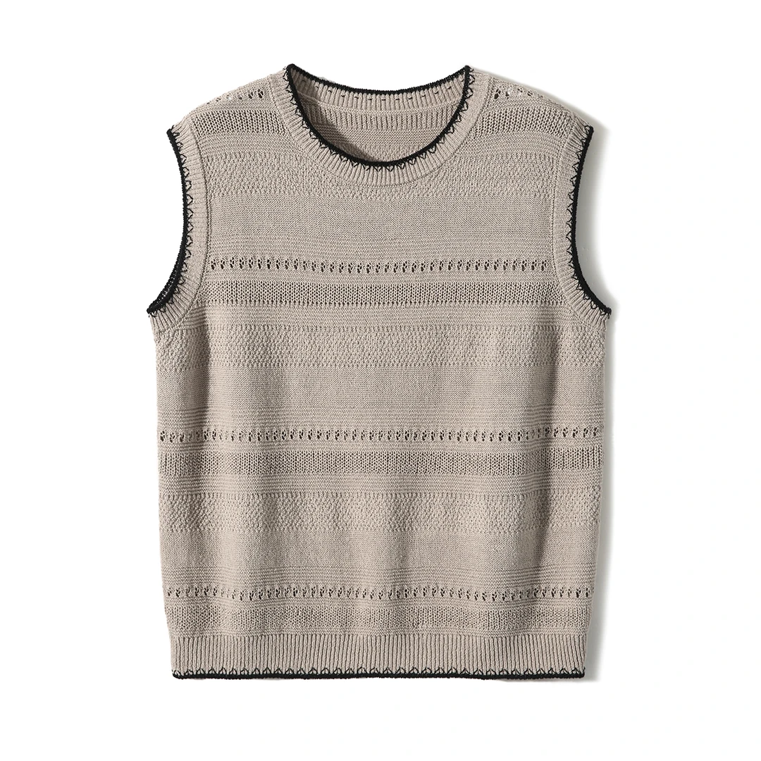 SEPT CHIC 亚麻棉混纺移针镂空肌理感清凉针织背心S72252ZZSMG
