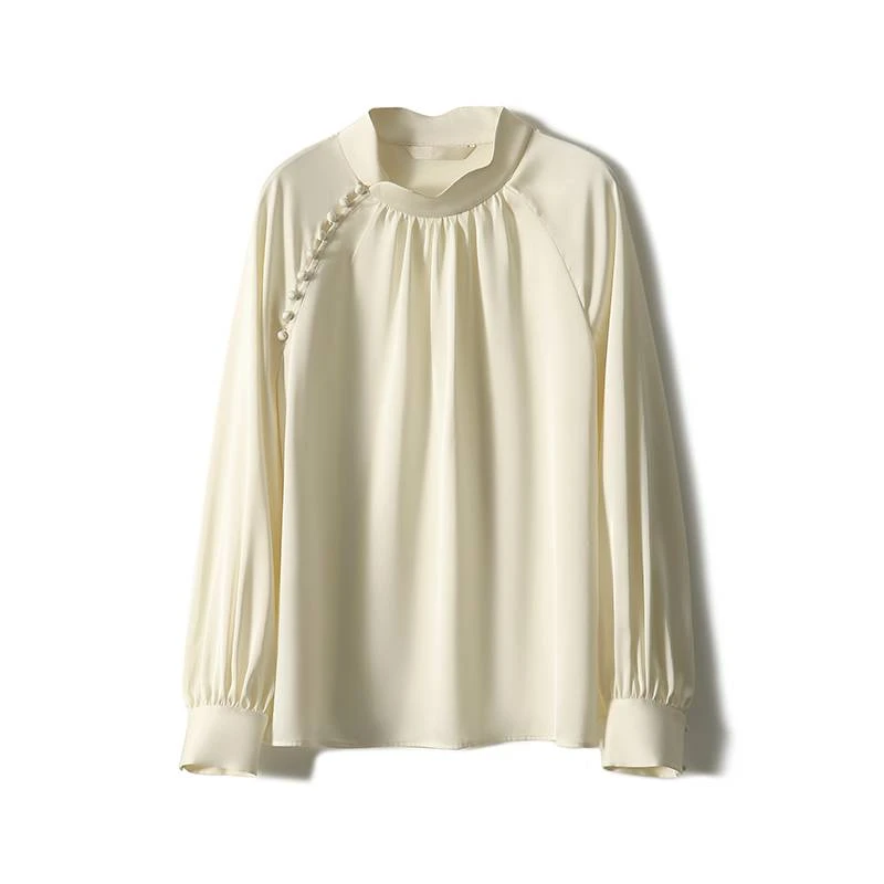 【九月木兮】甄选新中式改良版斜门襟衬衣 气质白衬衫女S72758XYCFG