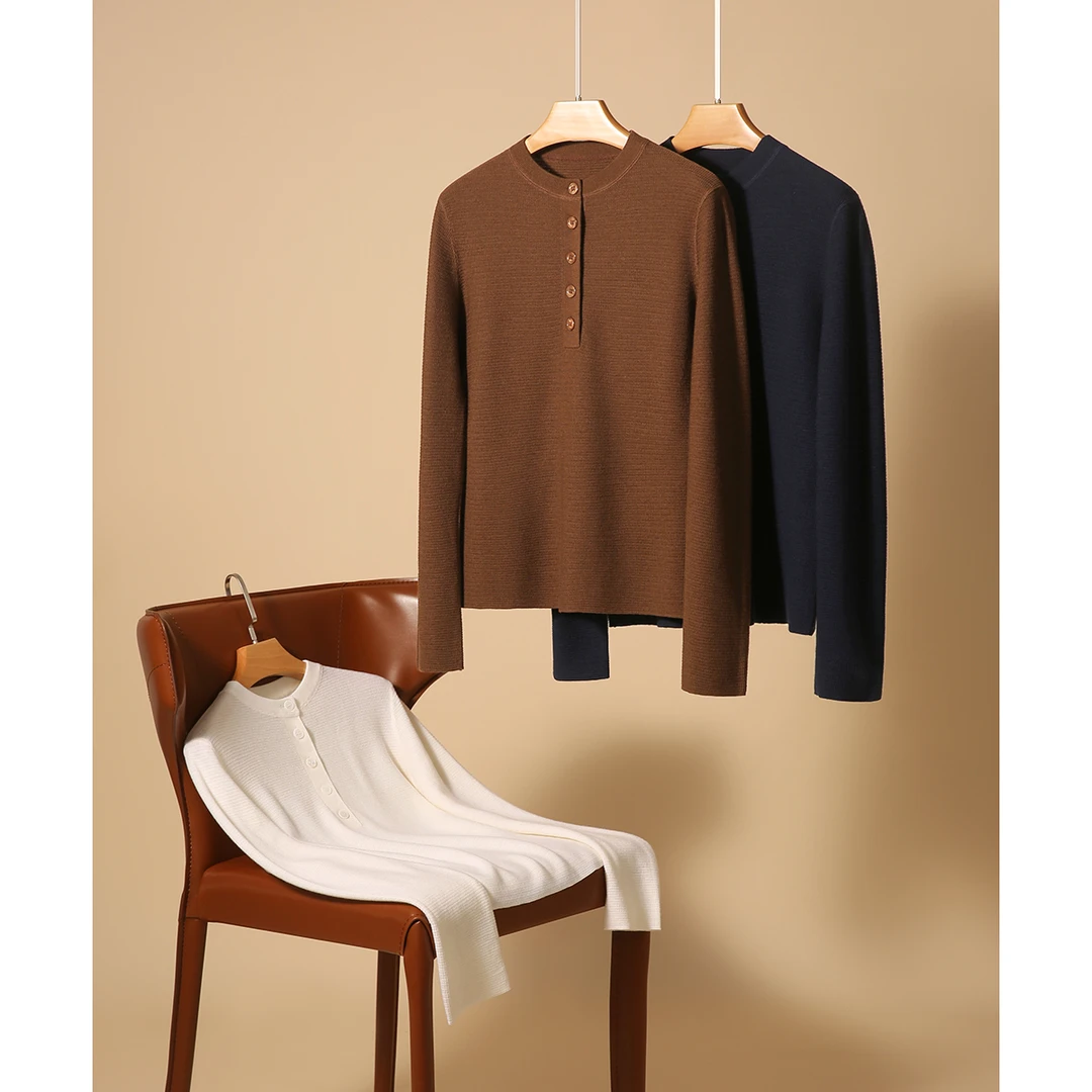 SEPT CHIC”120'S扬子纱全羊毛针织长袖上衣2024秋冬S73124ZYDAG