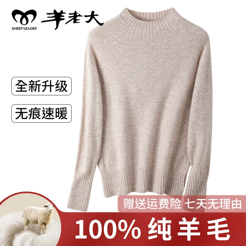 羊老大冬季新款秋冬女士羊毛衫保暖舒适时尚毛衣加厚针织长袖