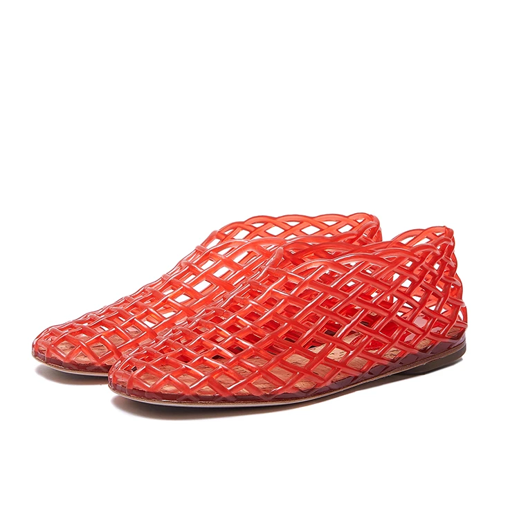 (断码清仓）2024新款真皮鞋底平底缕空果冻鞋夏季透气洞洞罗马凉鞋