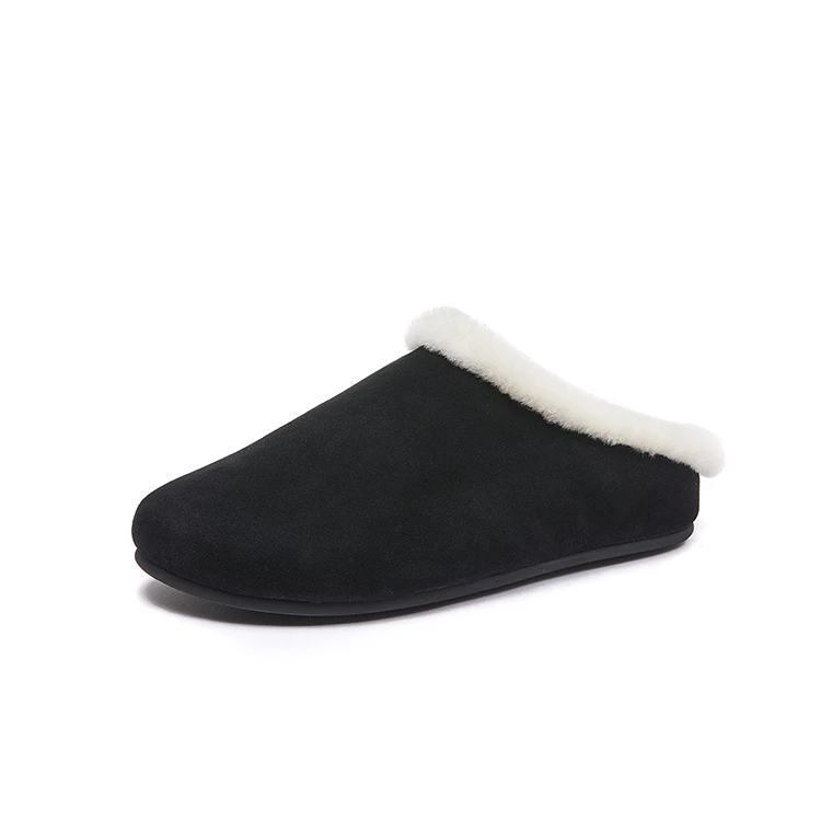 顶奢冬季新款老钱风博肯包头半拖真皮一脚蹬毛毛鞋超软女毛拖