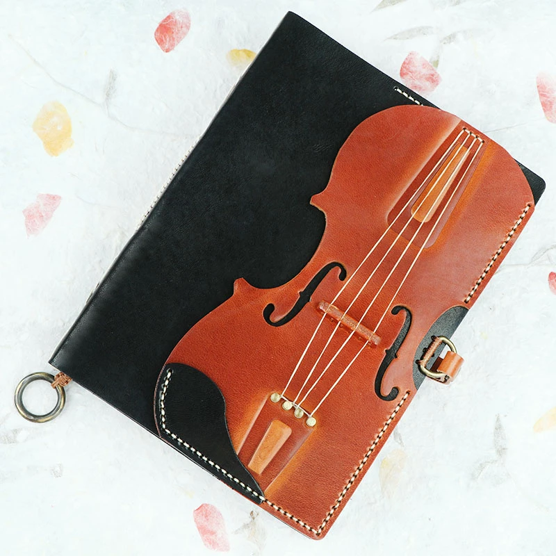 手工小提琴a6a5真皮日记本活页多功能记事本个性记录册手帐笔记本