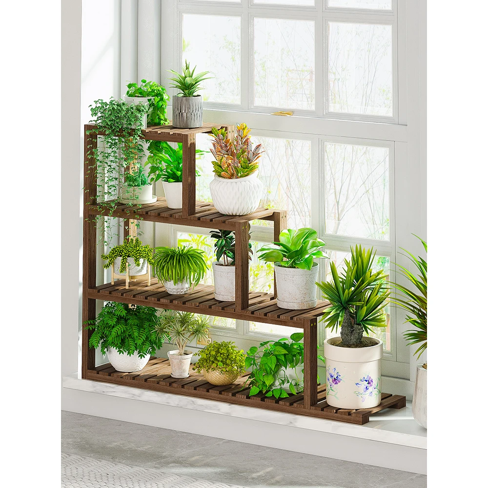 实木花架阶梯置物架阳台花架子客厅梯形多层窗台多肉植物花盆架