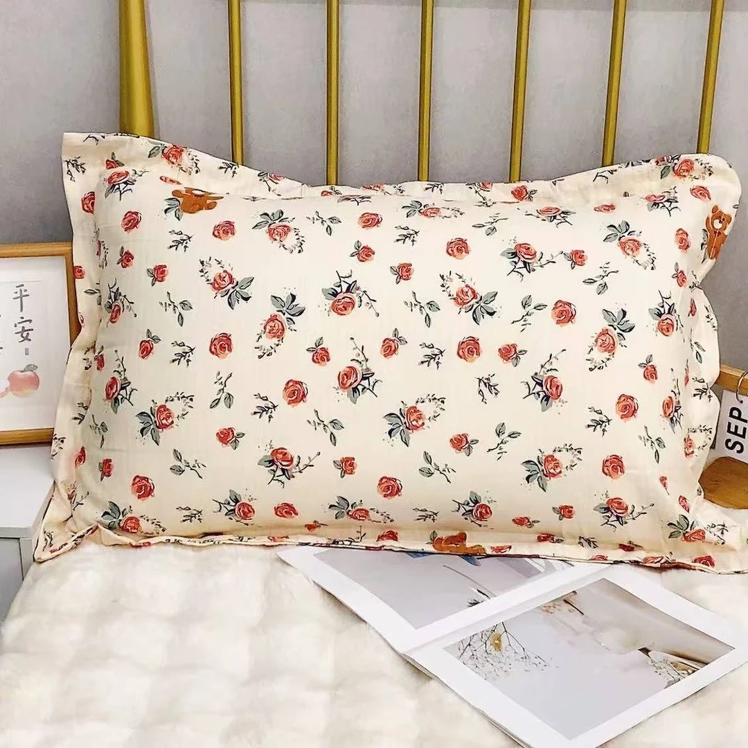 小竺棉小清晰枕套成人印花加厚