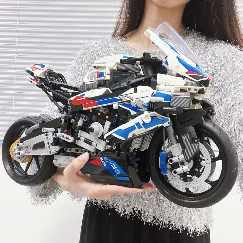 宝马M1000RR黑武士摩托车高难度巨大型兼容乐高积木拼装玩具模型