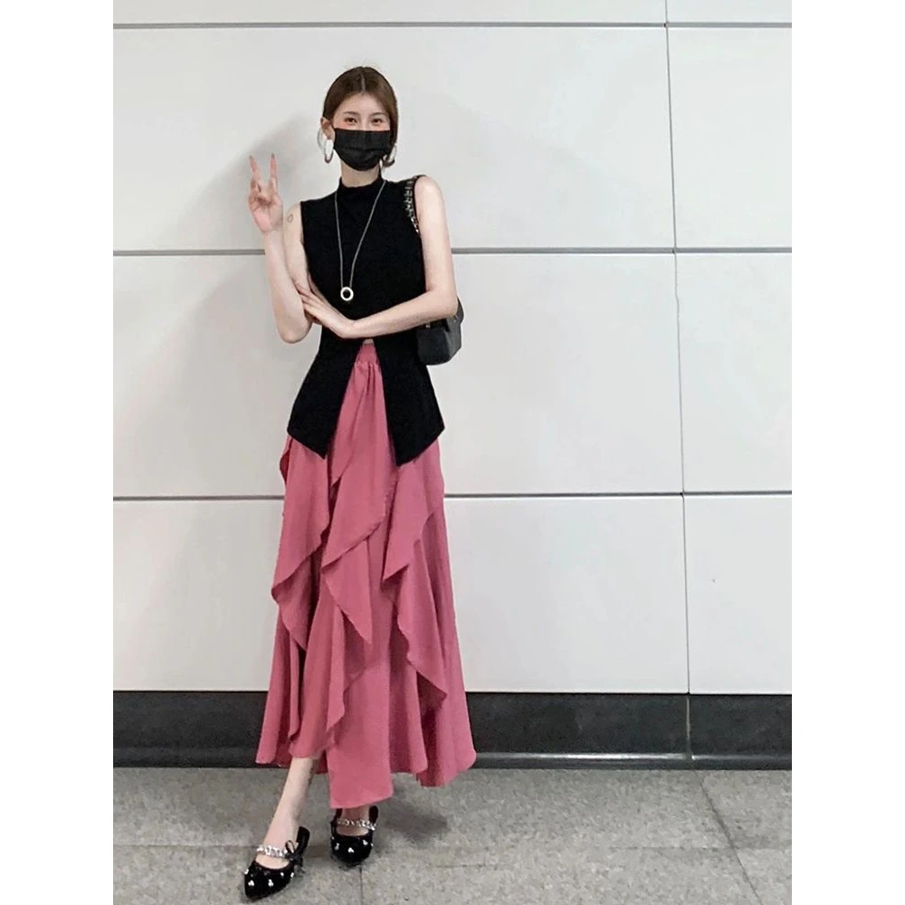 夏季韩剧女主穿搭盐系轻熟御姐法式初恋多巴胺上衣半身裙两件套装