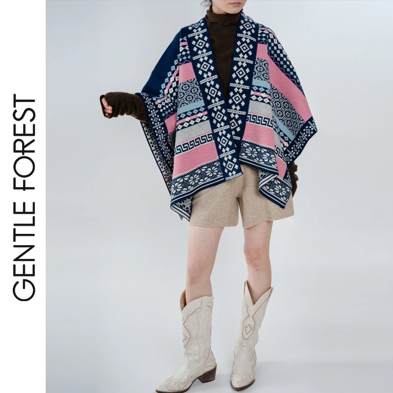 晓雪推荐   Gentle Forest【彝】纹样提花图案羊毛披肩&斗篷