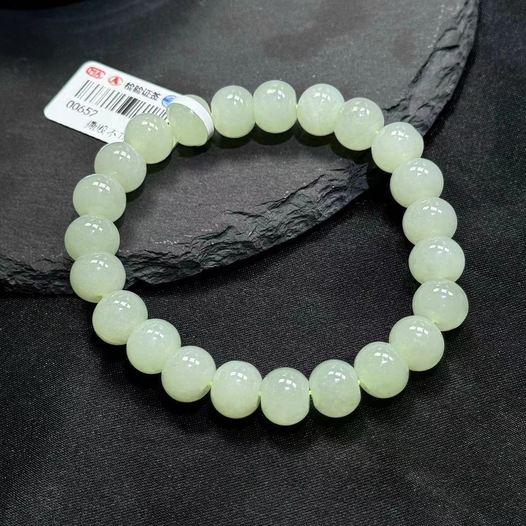 【玉红珠宝】和田玉鼓珠算盘珠手串9mm+素圈精美气质款多样性发