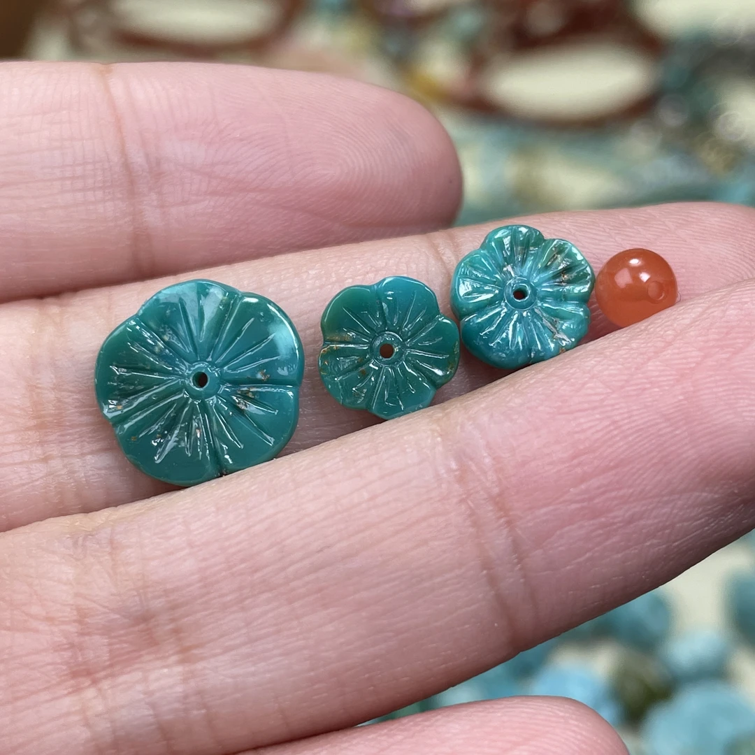 【P47】南红玛瑙配饰（微瑕介意勿拍）花扣 12.5×2.1、8.5×2.2、8.9×2.5