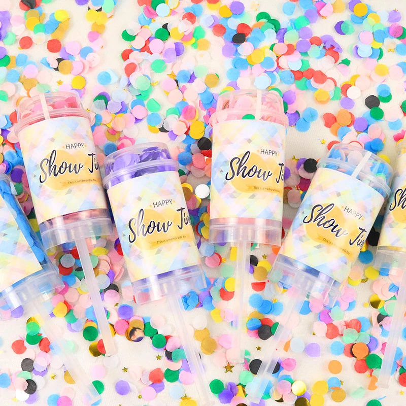 【甜酱】推推乐礼花五彩纸屑喷花筒婚礼派对气氛布置手持迷你推筒