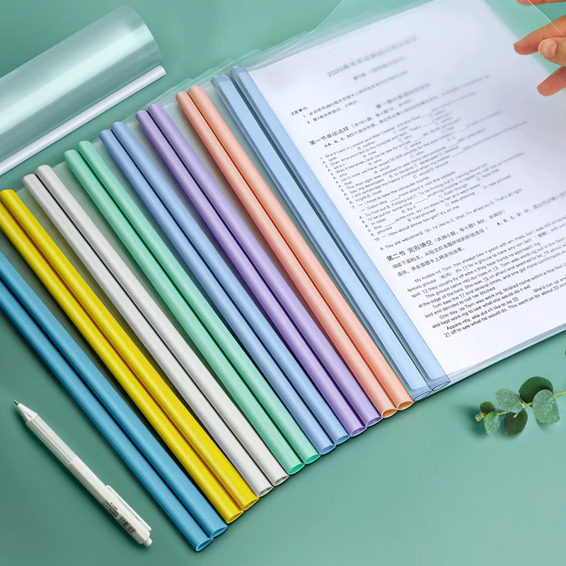 加厚抽杆文件夹a4资料夹拉杆夹插页透明书皮书夹子学生用抽拉杆夹