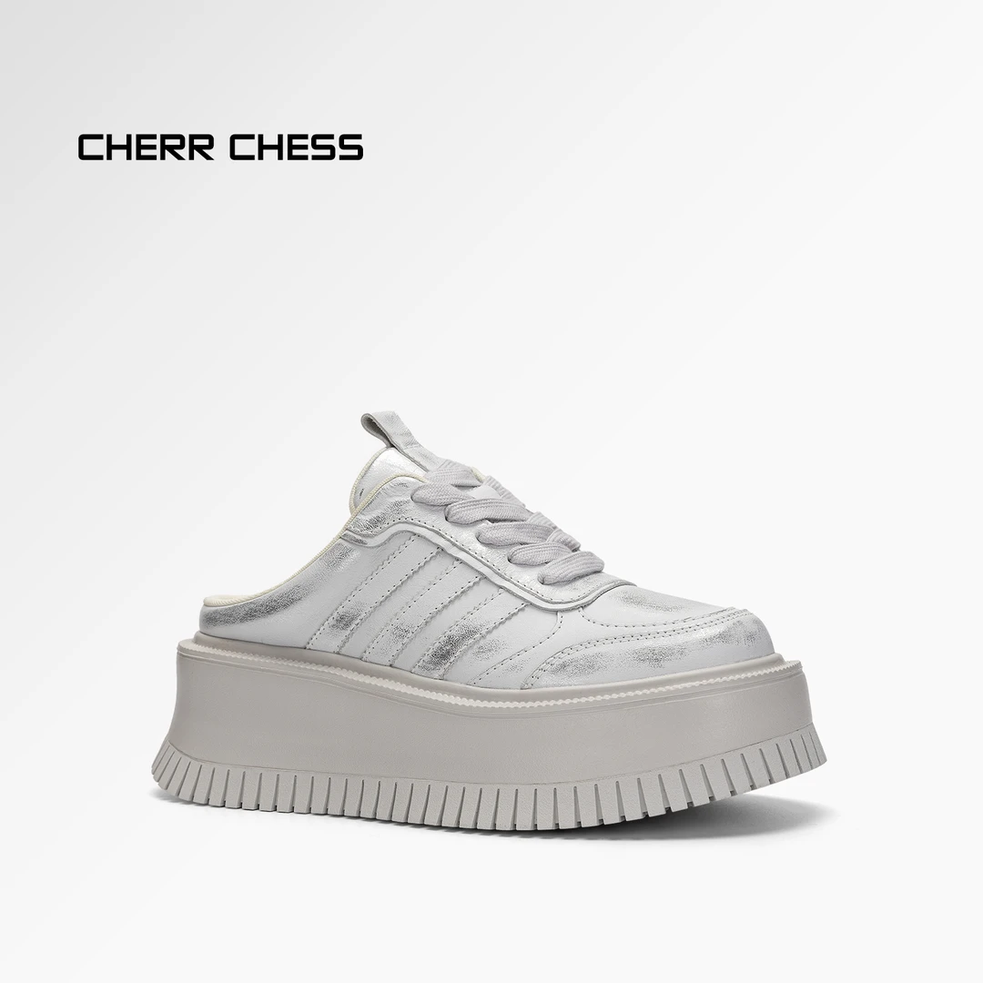 【张芊诺 】厚底真皮半拖松糕拖鞋HK240348TX