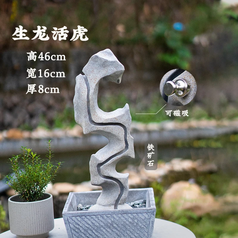 原矿开采铁矿石附石盆景造景石材景观盆创意雕刻