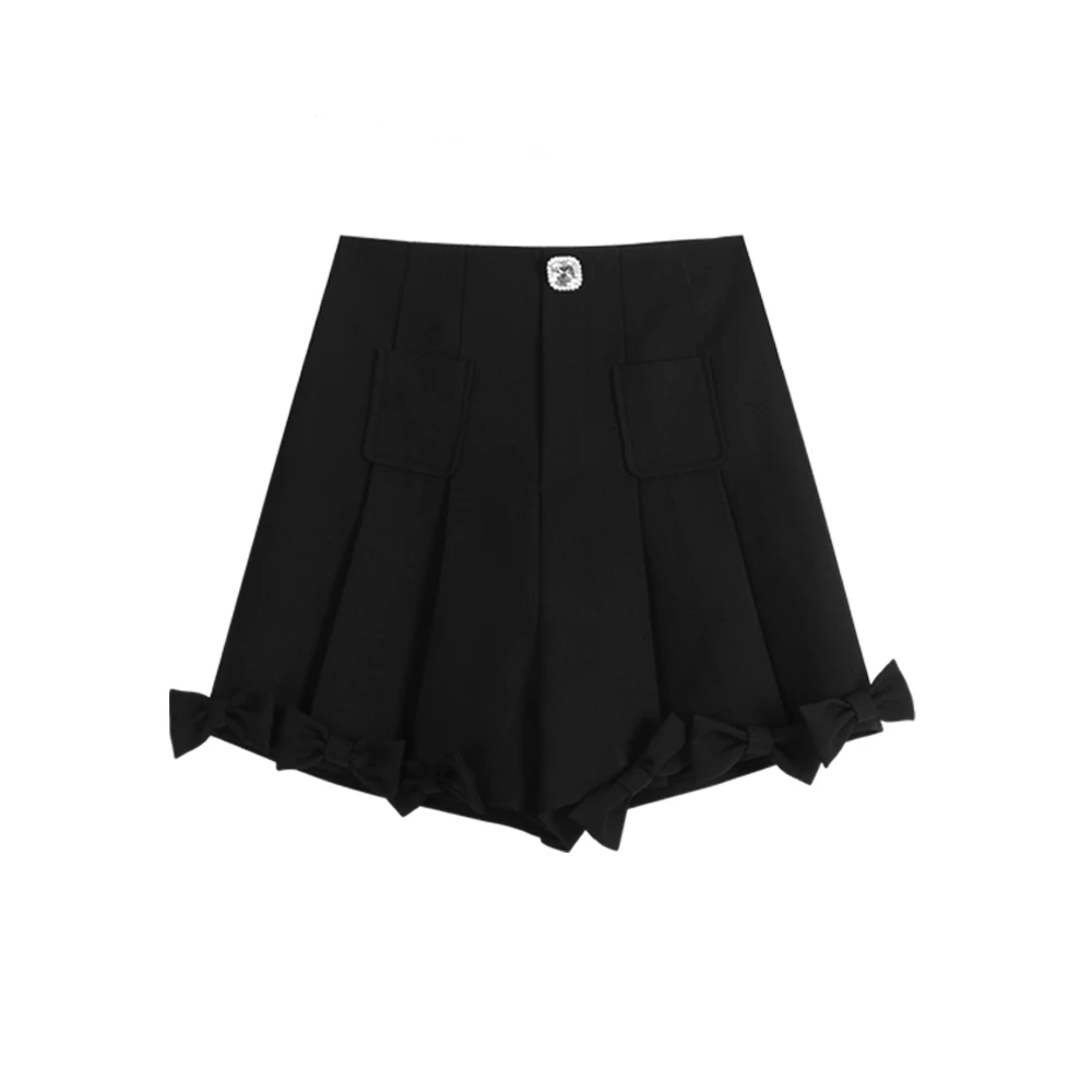 短裤高腰时尚休闲百搭夏季黑色阔腿87033