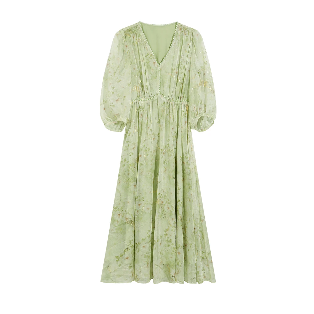 简约V领中袖连衣裙8991161