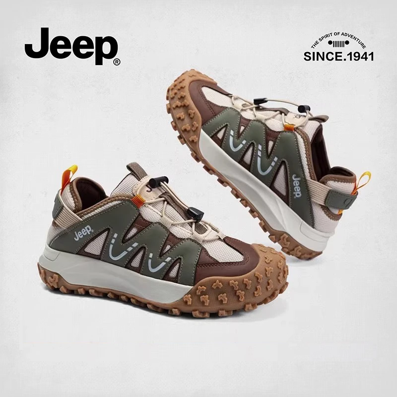 JEEP/吉普轻便厚底复古德训鞋女2023包头防撞防滑户外登山徒步鞋