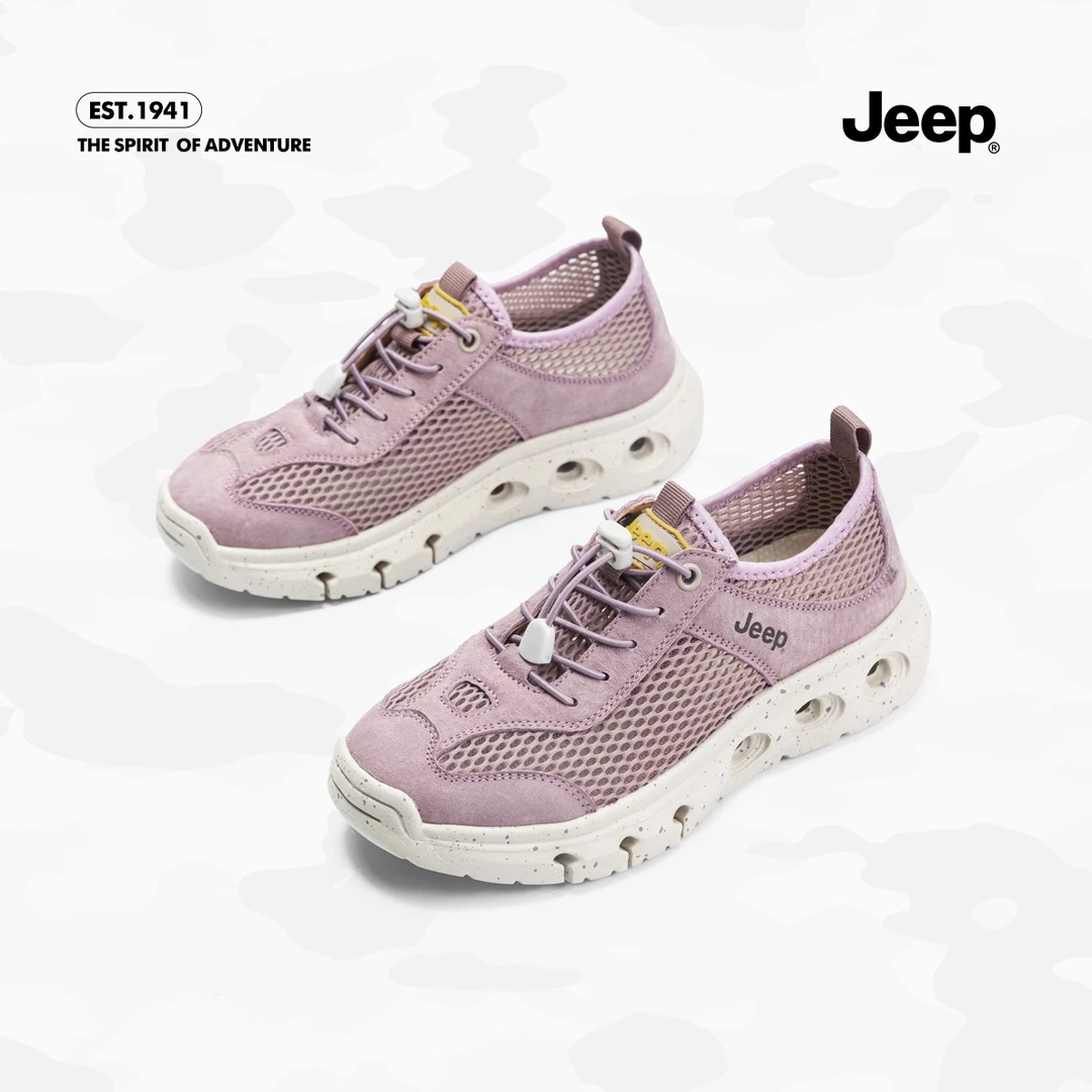 JEEP/吉普户外健步鞋女2024夏季防滑轻便一脚蹬网面透气徒步运动