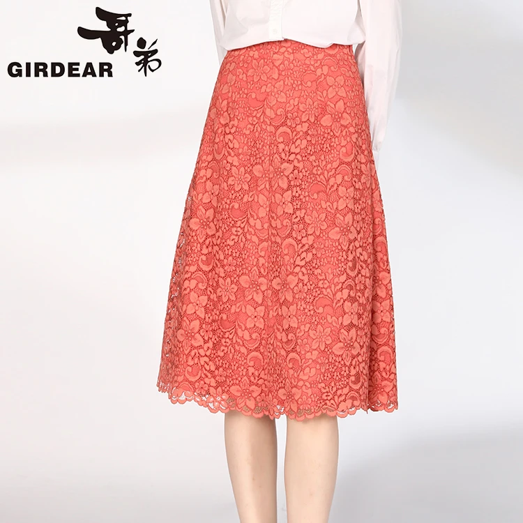 哥弟女装新款质感百搭显瘦优雅气质立体蕾丝小香风半身裙1200256