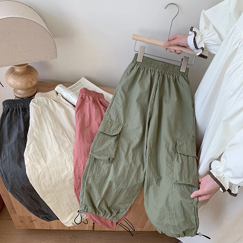 夏季新款儿童宝宝韩版男女童休闲百搭时尚长裤工装大口袋潮童装